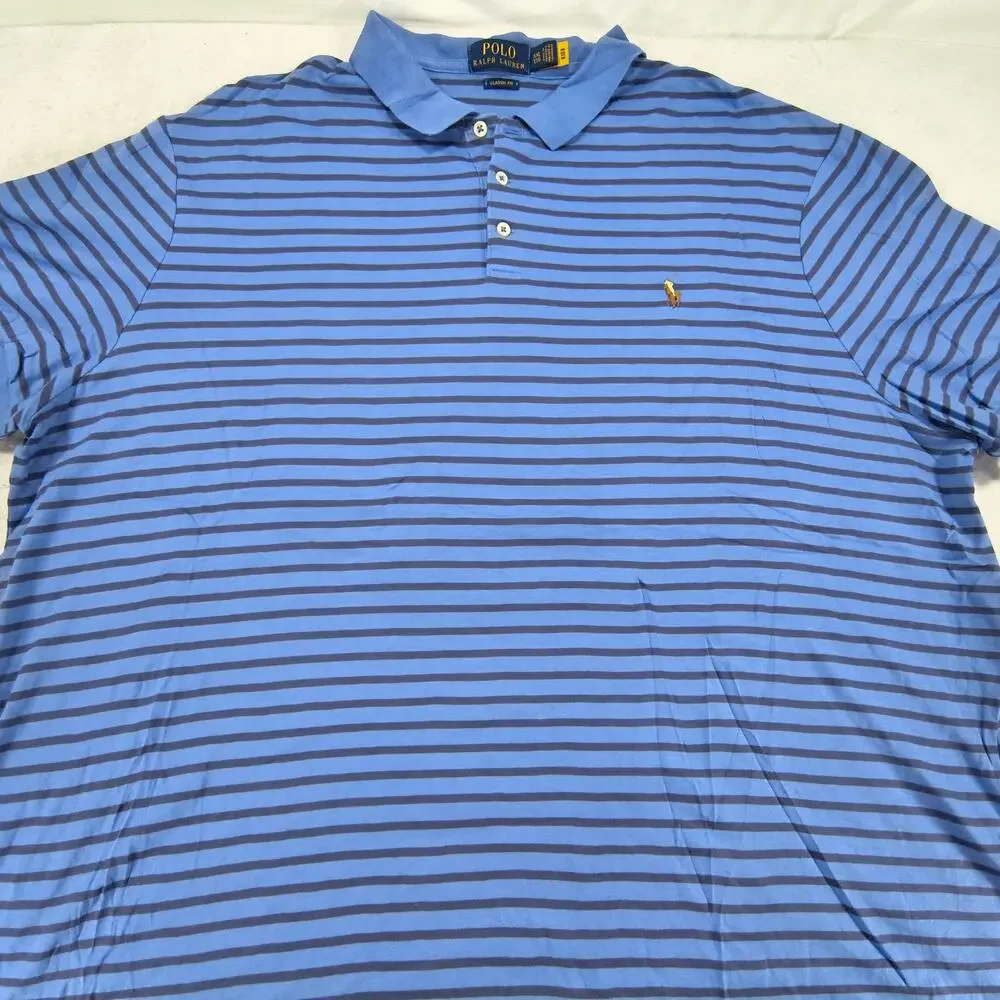 Polo Ralph Lauren Classic Fit Collared Polo Shirt Mens Size 2XL Blue Yellow